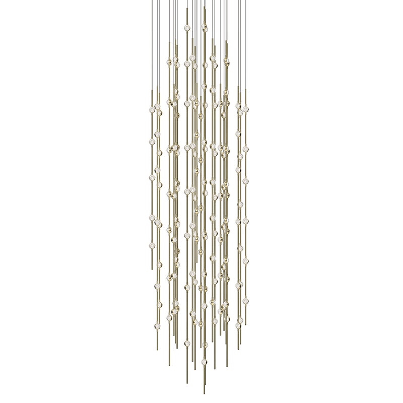 Sonneman Constellation Andromeda Chandelier - 25", Satin Brass, Clear Faceted Acrylic Lens