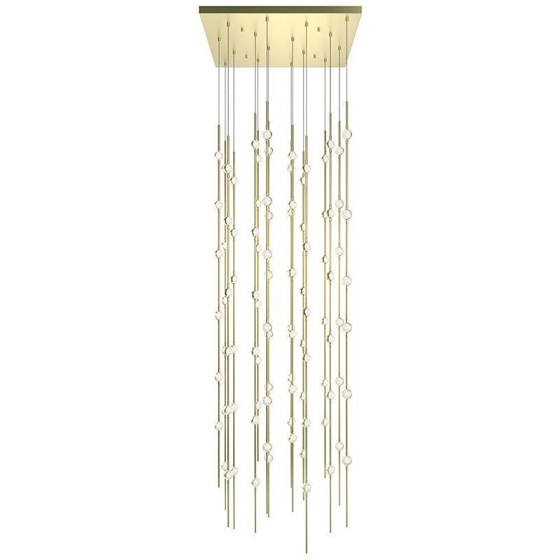 Sonneman Constellation Andromeda Chandelier - 24", Satin Brass, Clear Faceted Acrylic Lens