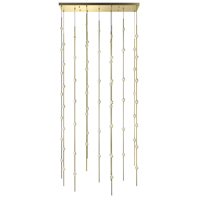 Sonneman Constellation Andromeda Chandelier - 36", Satin Brass, Clear Faceted Acrylic Lens