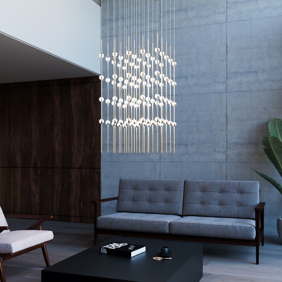 Sonneman Constellation Cosmic Cube Chandelier - 20", Satin Brass, White Optical Acrylic Lens