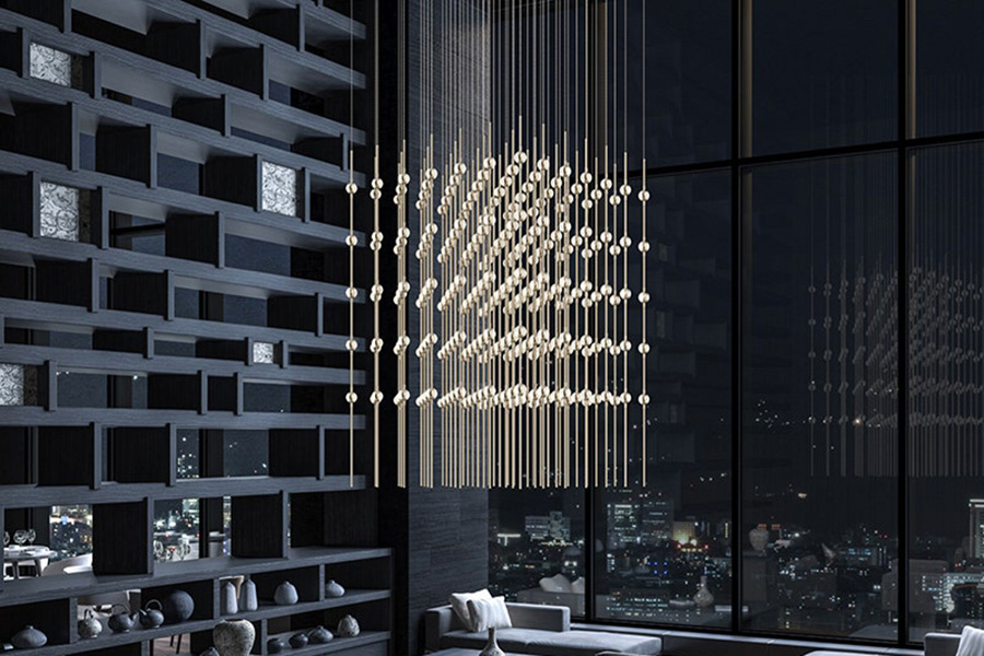 Sonneman Constellation Cosmic Cube Chandelier - Satin Nickel, 30", Clear Faceted Acrylic Lens, 2700K