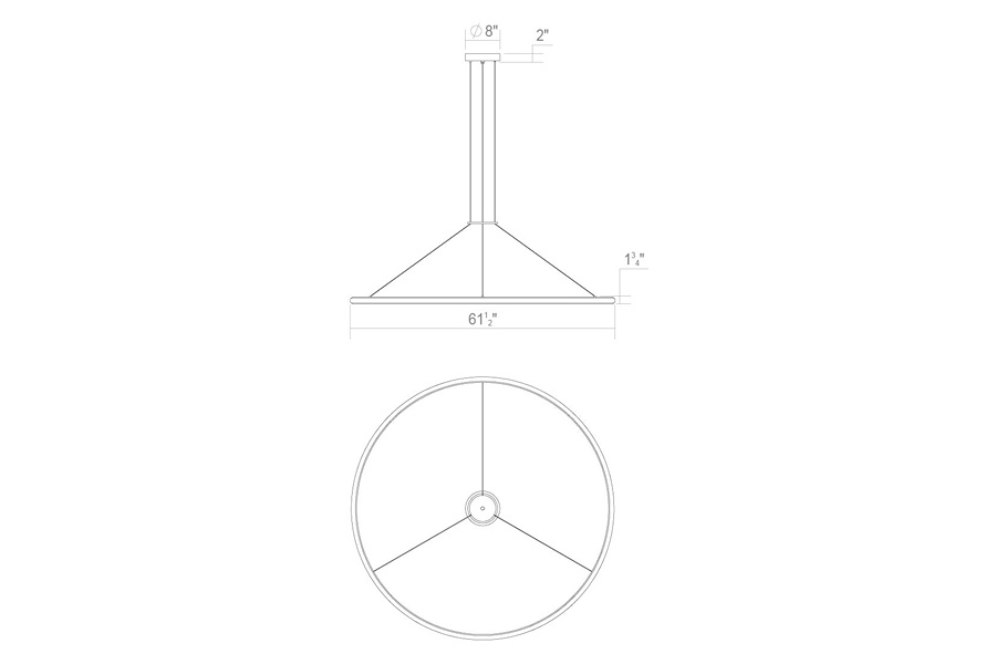 Sonneman Luna Round LED Pendant - Painted Brass, 60" Round, 3000K