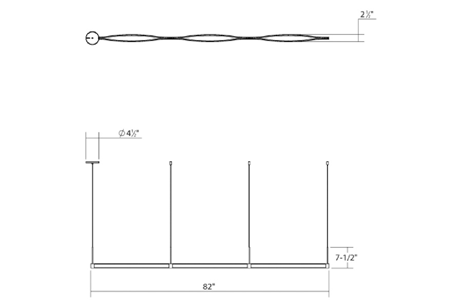 Sonneman Ola LED Pendant - Satin Black, Triple Linear