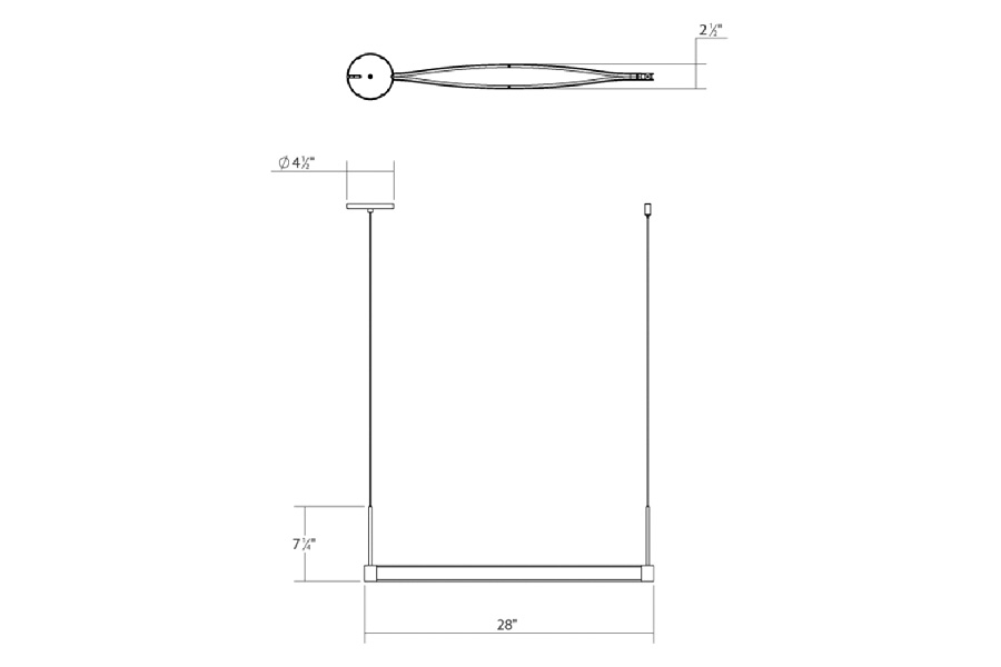 Sonneman Ola LED Pendant - Satin Black, Single Linear