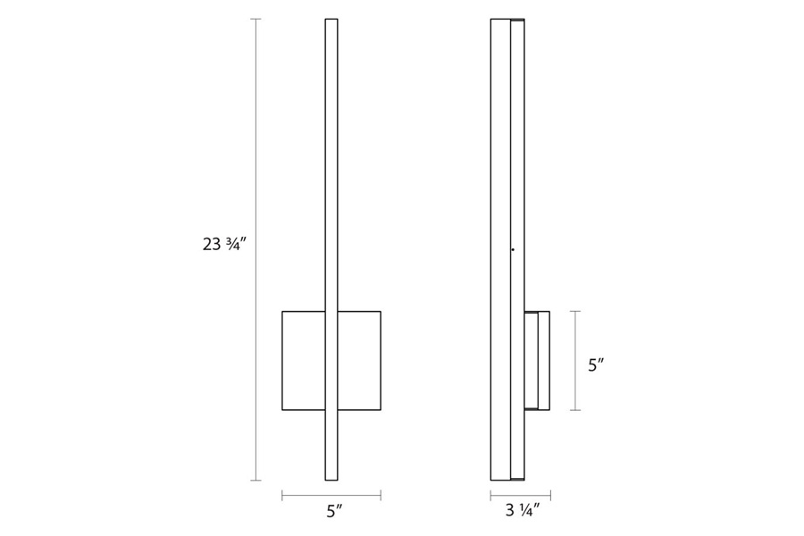 Sonneman Stiletto Dimmable LED Sconce/Bath Bar - Bright Satin Aluminum, 24"