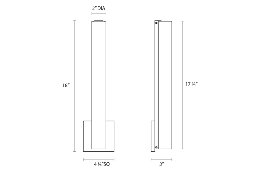 Sonneman Tubo Slim LED Sconce - Satin Nickel, 18", Flat Trim