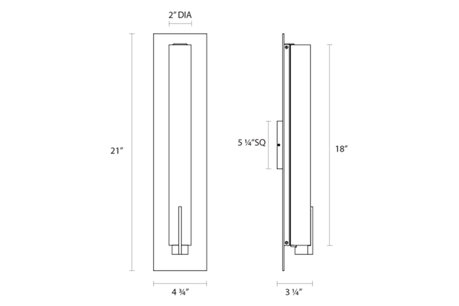 Sonneman Tubo Slim LED Panel Sconce - Polished Chrome, 18", Spine Trim