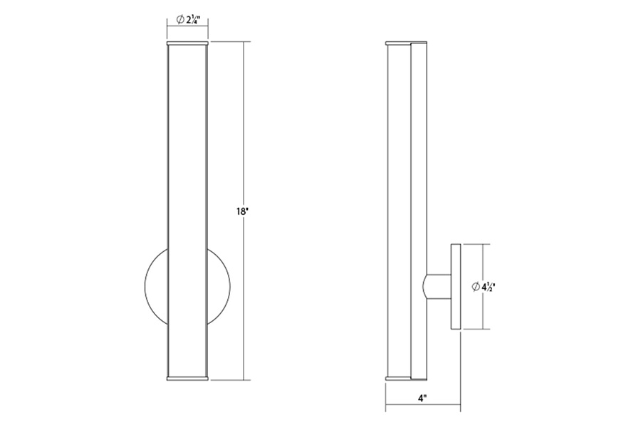 Sonneman Bauhaus Columns LED Bath Bar - Satin Chrome, 18"