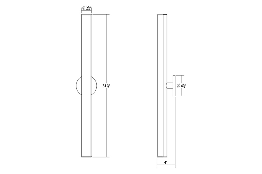 Sonneman Bauhaus Columns LED Bath Bar - Polished Chrome, 32"