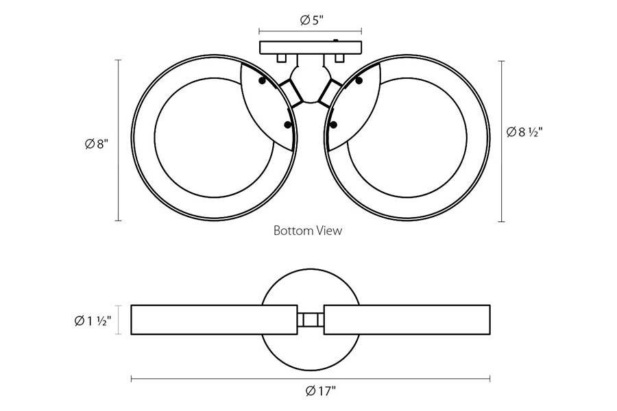 Sonneman Light Guide Ring LED Sconce - Satin White with Apricot Interior, Double