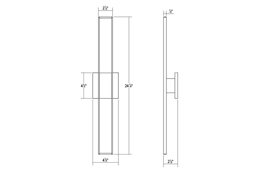 Sonneman Planes LED Double Sconce - Bright Satin Aluminum, 24"