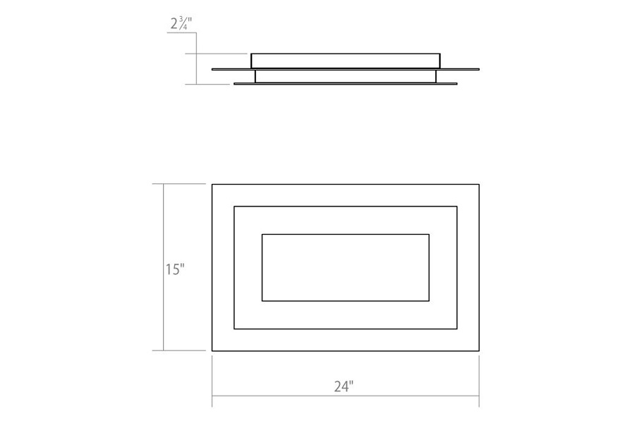 Sonneman Offset LED Surface Mount - 24", Rectangle, 3000K