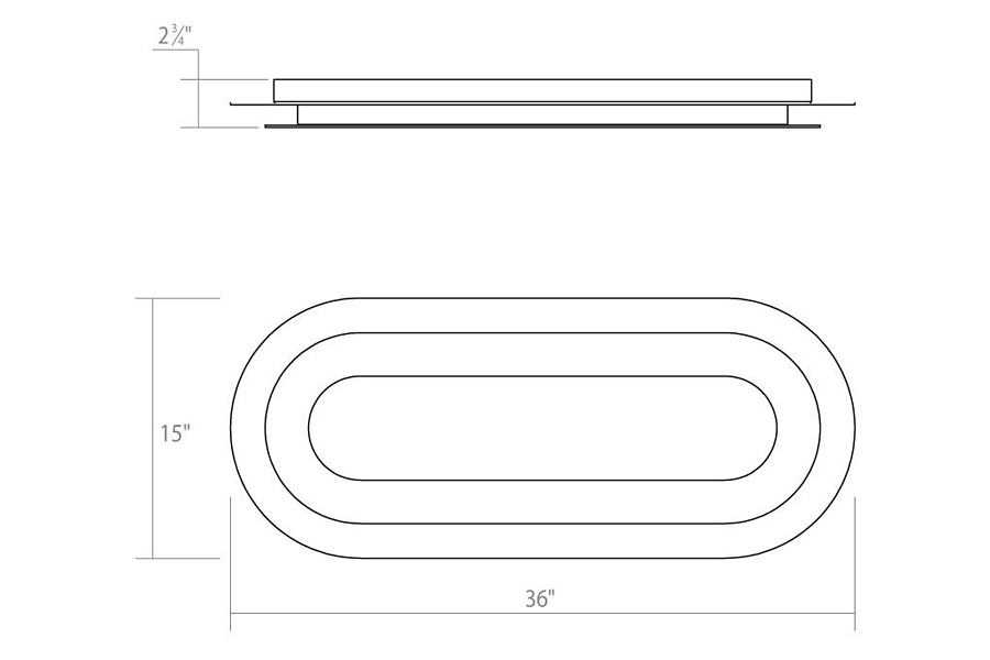 Sonneman Offset LED Surface Mount - 36", Racetrack, 3000K