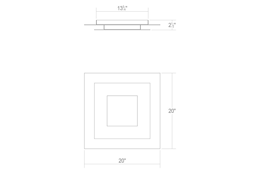 Sonneman Offset LED Surface Mount - 20", Square, 3000K