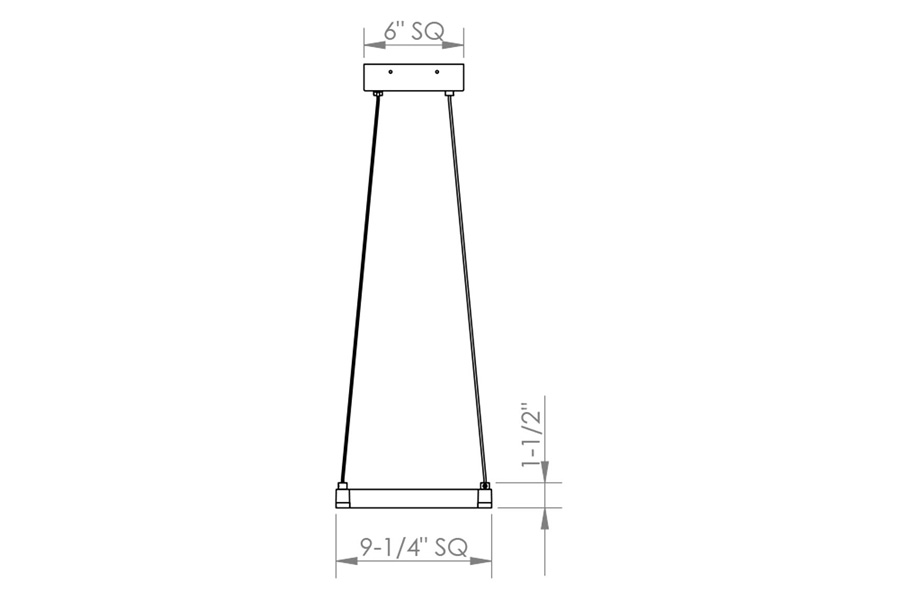 Sonneman Stix Square LED Pendant - Bright Satin Aluminum, 9"