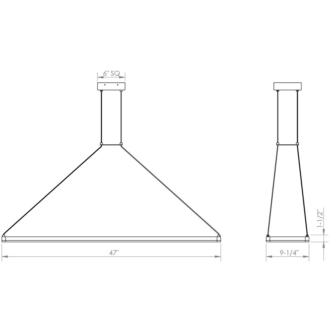 Sonneman Stix Rectangle LED Pendant - 47" x 9"