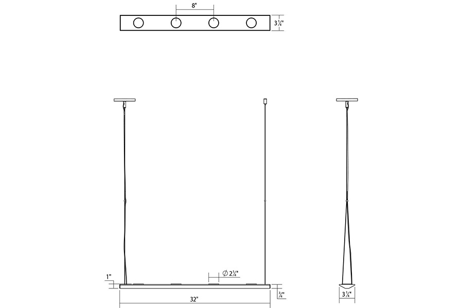 Sonneman Votives LED Bar Pendant - Satin White, 3", .25" height x 2.25" diameter