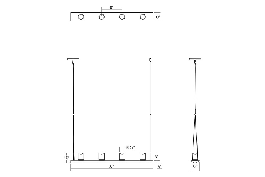 Sonneman Votives LED Bar Pendant - Bright Satin Aluminum, 3", 3" height x 2.25" diameter