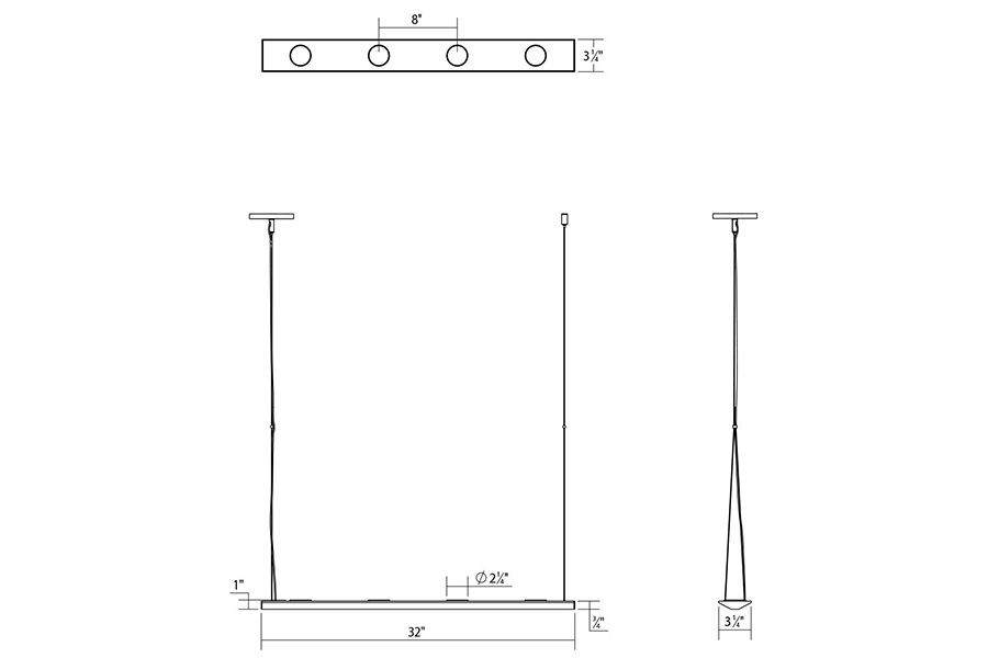 Sonneman Votives LED Bar Pendant - Satin Black, 3", .25" height x 2.25" diameter