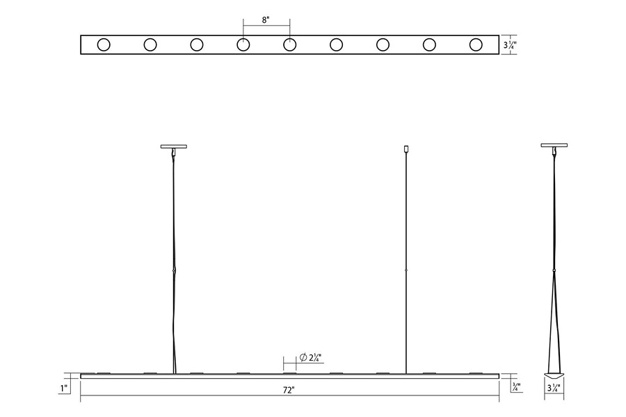 Sonneman Votives LED Bar Pendant - Satin White, 6", .25" height x 2.25" diameter