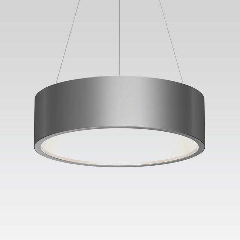 Sonneman Tromme LED Pendant - 24" Standard, Bright Satin Aluminum, 20 ft