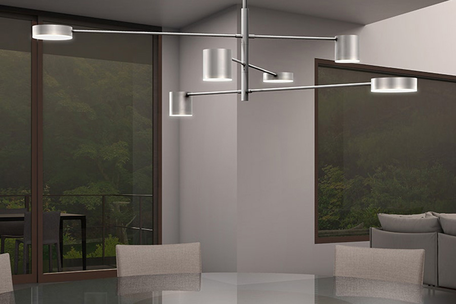 Sonneman Counterpoint LED Pendant - Bright Satin Aluminum, 6-Light