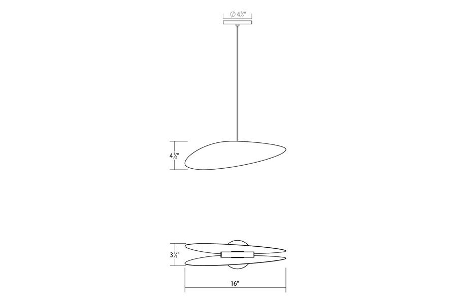 Sonneman Papillons LED Single Pendant - Satin White Shade, Long Oval Single Pendant