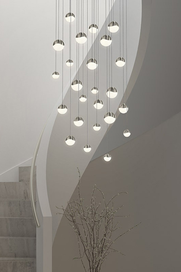 Sonneman Grapes LED Single Pendant - Satin Nickel, Single Medium, Micro-Dome Canopy