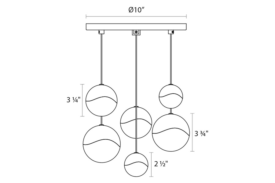 Sonneman Grapes LED Chandelier - Satin Nickel, 6-Light Assorted, Round Canopy