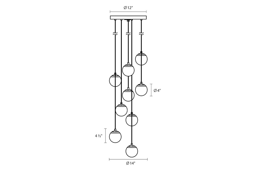 Sonneman Champagne Bubbles LED Chandelier - Polished Chrome, 9-Light