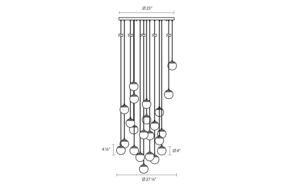 Sonneman Champagne Bubbles LED Chandelier - Polished Chrome, 24-Light