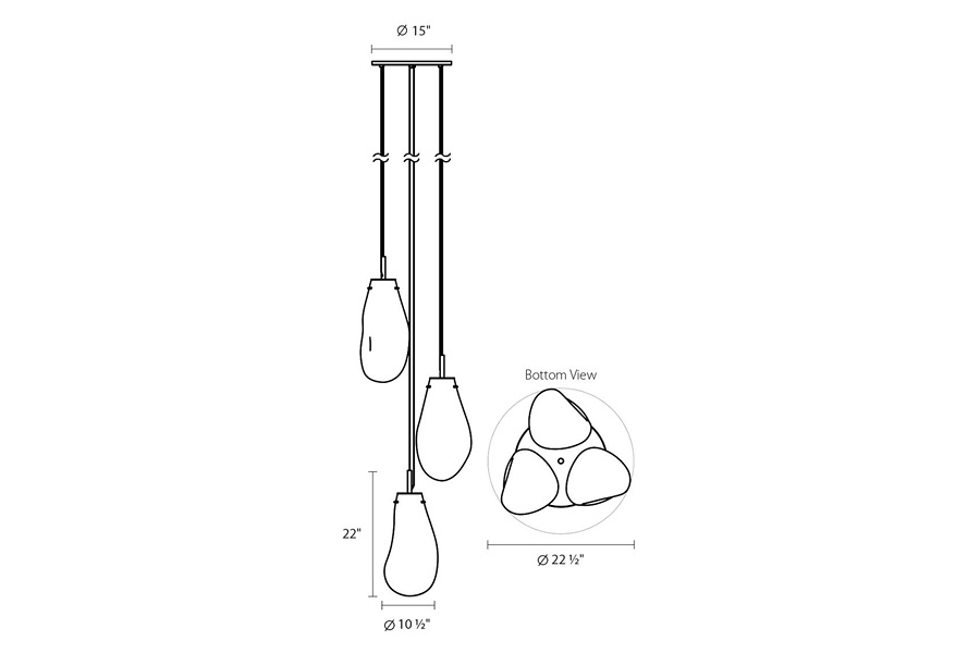 Sonneman Liquid LED Chandelier - Satin Black, 3-Light Large, Round Canopy, Poured White Glass