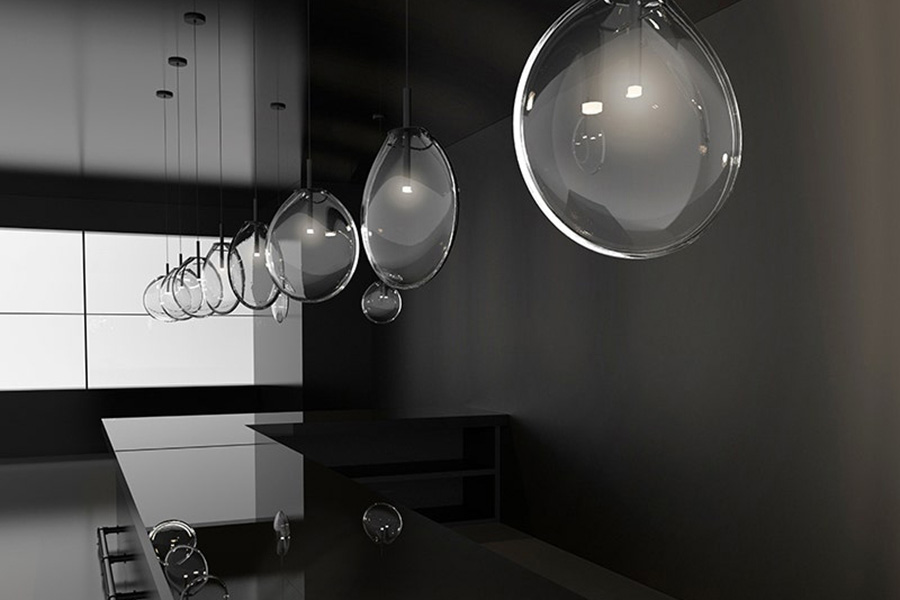 Sonneman™ Cantina LED Single Pendant - Satin Black, Large, Poured White Glass