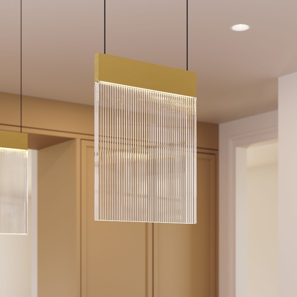 Sonneman V Panels Single Pendant - Pendant, Brass Finish