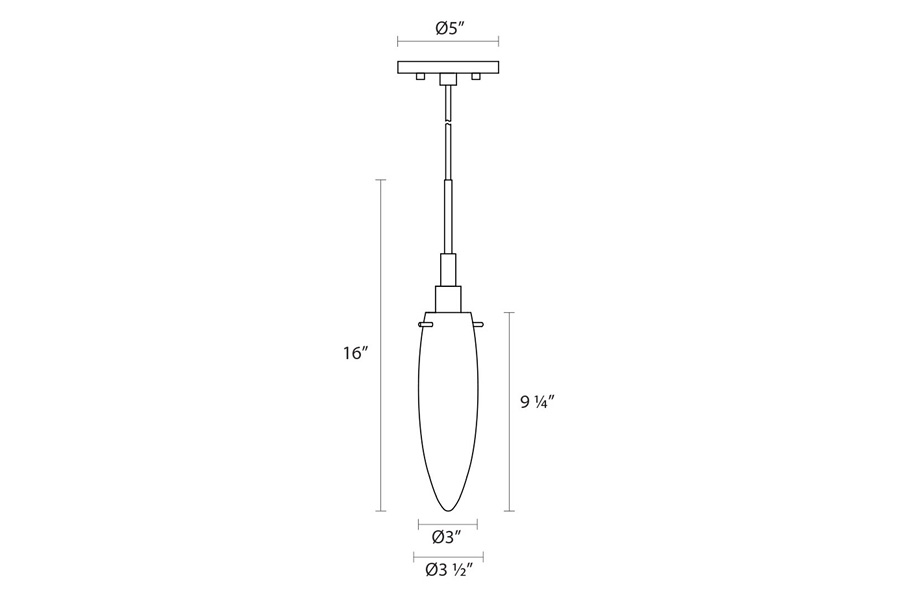 Sonneman Candela Single Pendant - Polished Chrome, 1-Light, Torpedo