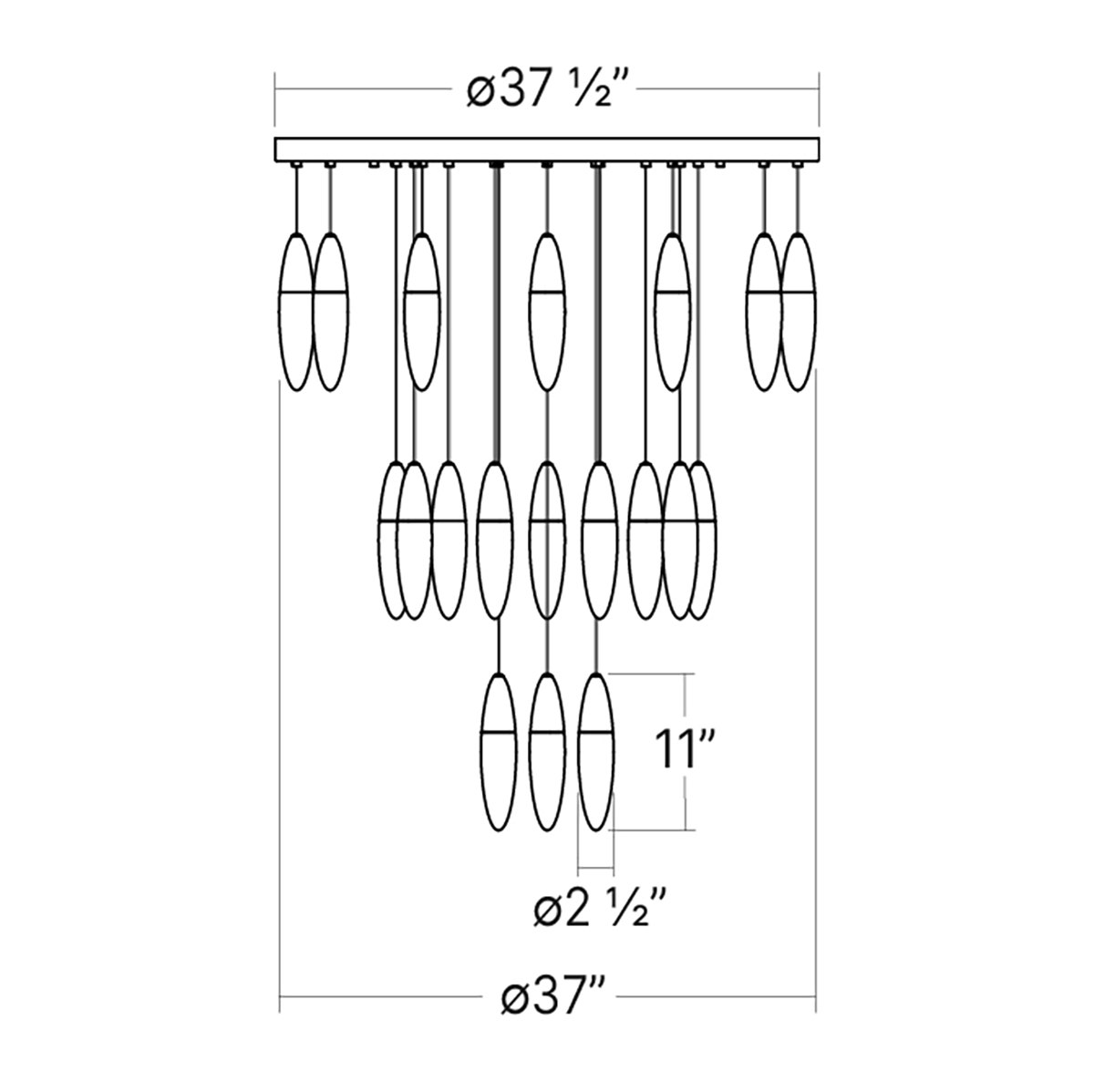 Sonneman Sultana Round Chandelier - 24 Light, Polished Chrome w/ White Canopy