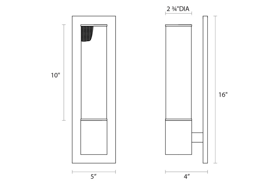 Sonneman Urban Edge Panel Sconce - Textured Black, 1-Light