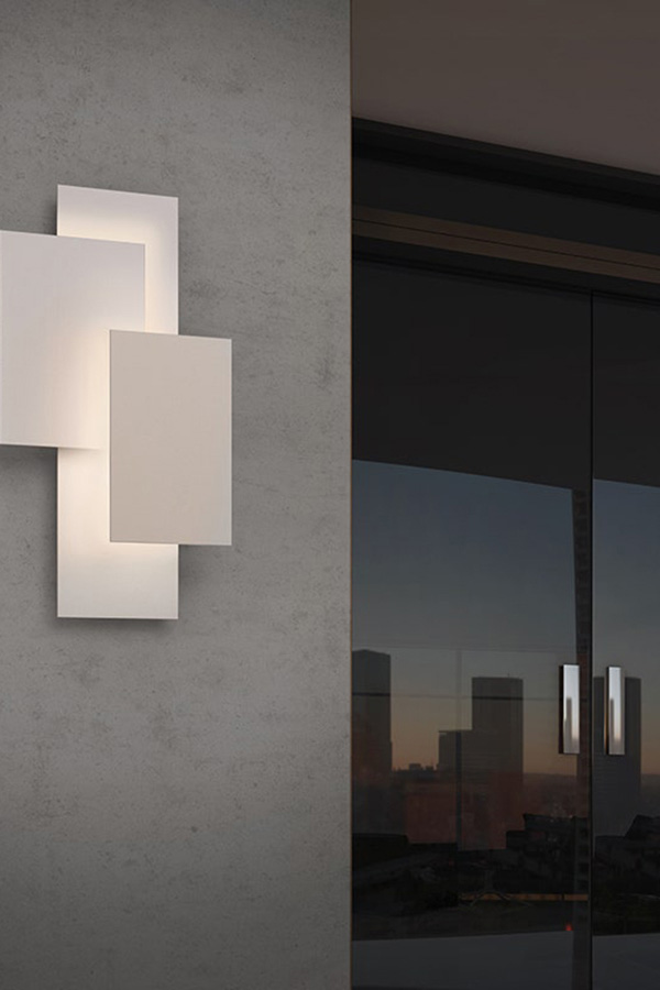 Sonneman Offset Panels LED Sconce - Textured Gray