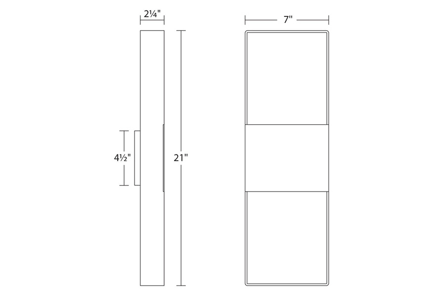 Sonneman Light Frames Up/Down LED Sconce - Textured Gray, 21"