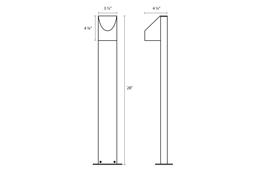 Sonneman Shear LED Bollard - Textured Gray, 28"