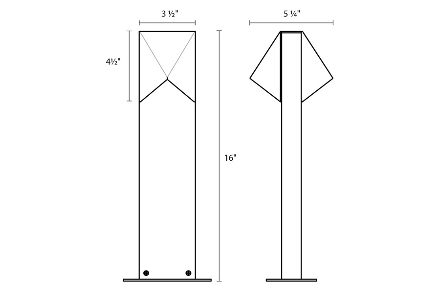 Sonneman Triform Compact LED Double Bollard - Textured Gray, 16"