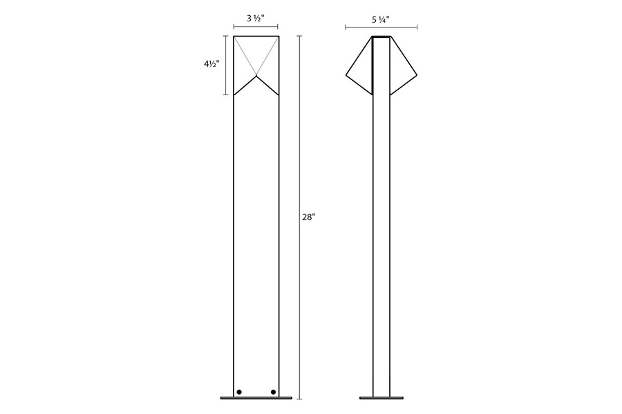 Sonneman Triform Compact LED Double Bollard - Textured Bronze, 28"