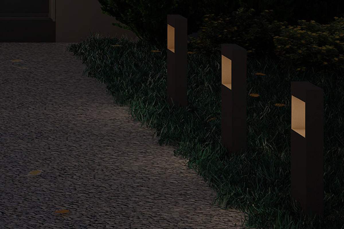 Sonneman Square Curve LED Bollard - Textured Bronze, 16"