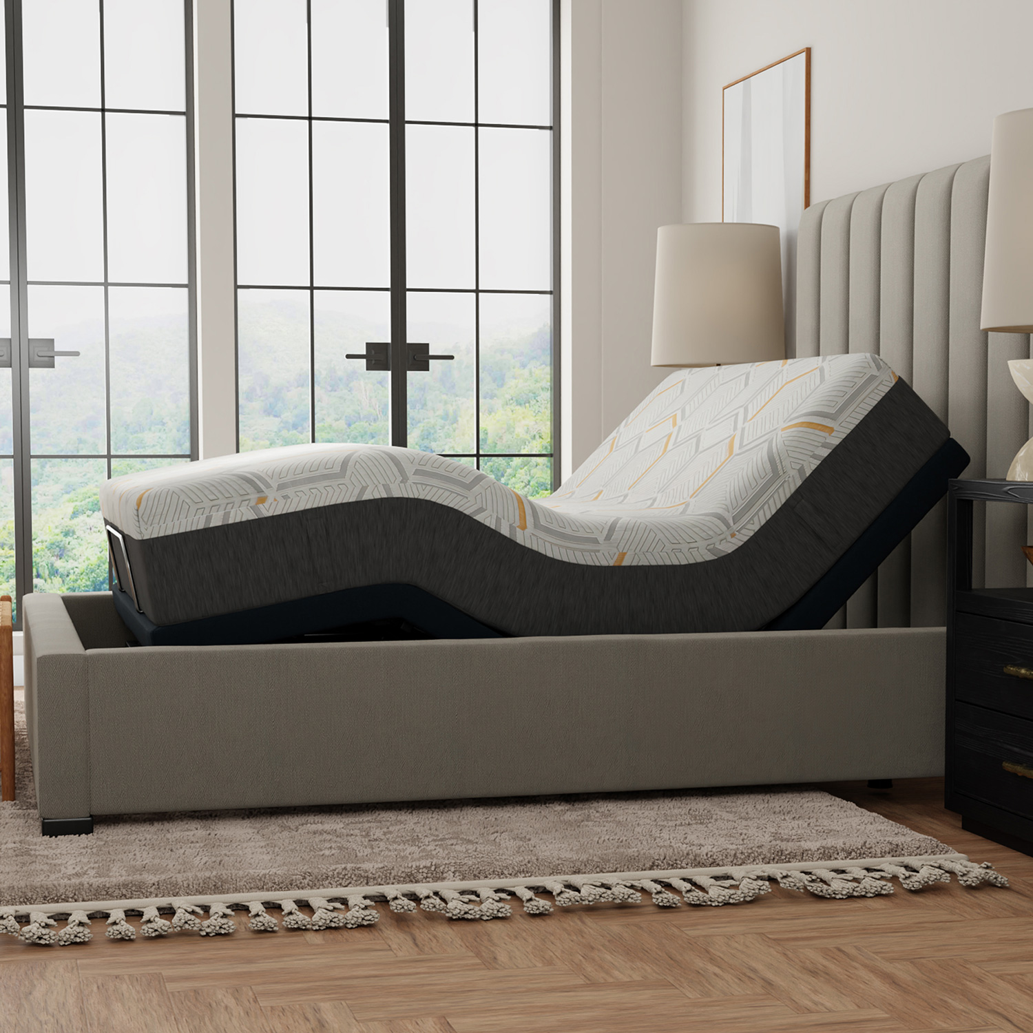 South Bay 12" Medium Copper Gel Infused King Premium Memory Foam Mattress and Model 3 Adjustable Bed Base