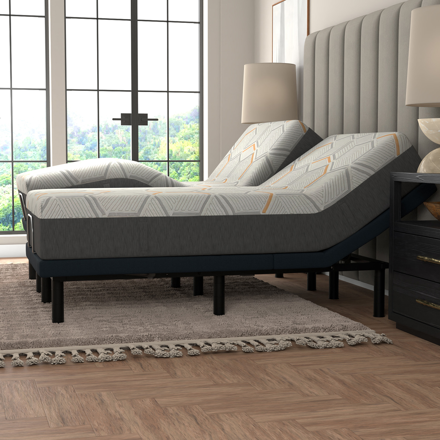 South Bay 12" Medium Copper Gel Infused King Split Premium Memory Foam Mattress and Model 3 Adjustable Bed Base