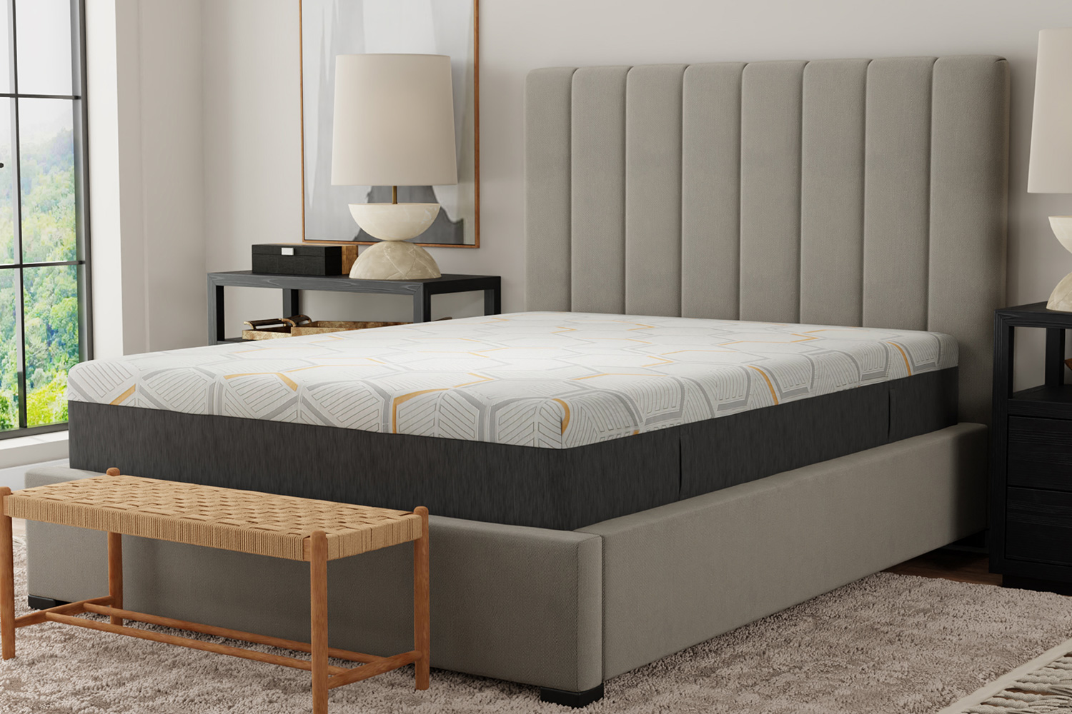 South Bay - 12" Medium Copper Gel Infused Premium Memory Foam Mattress and Model P Adjustable Bed Base