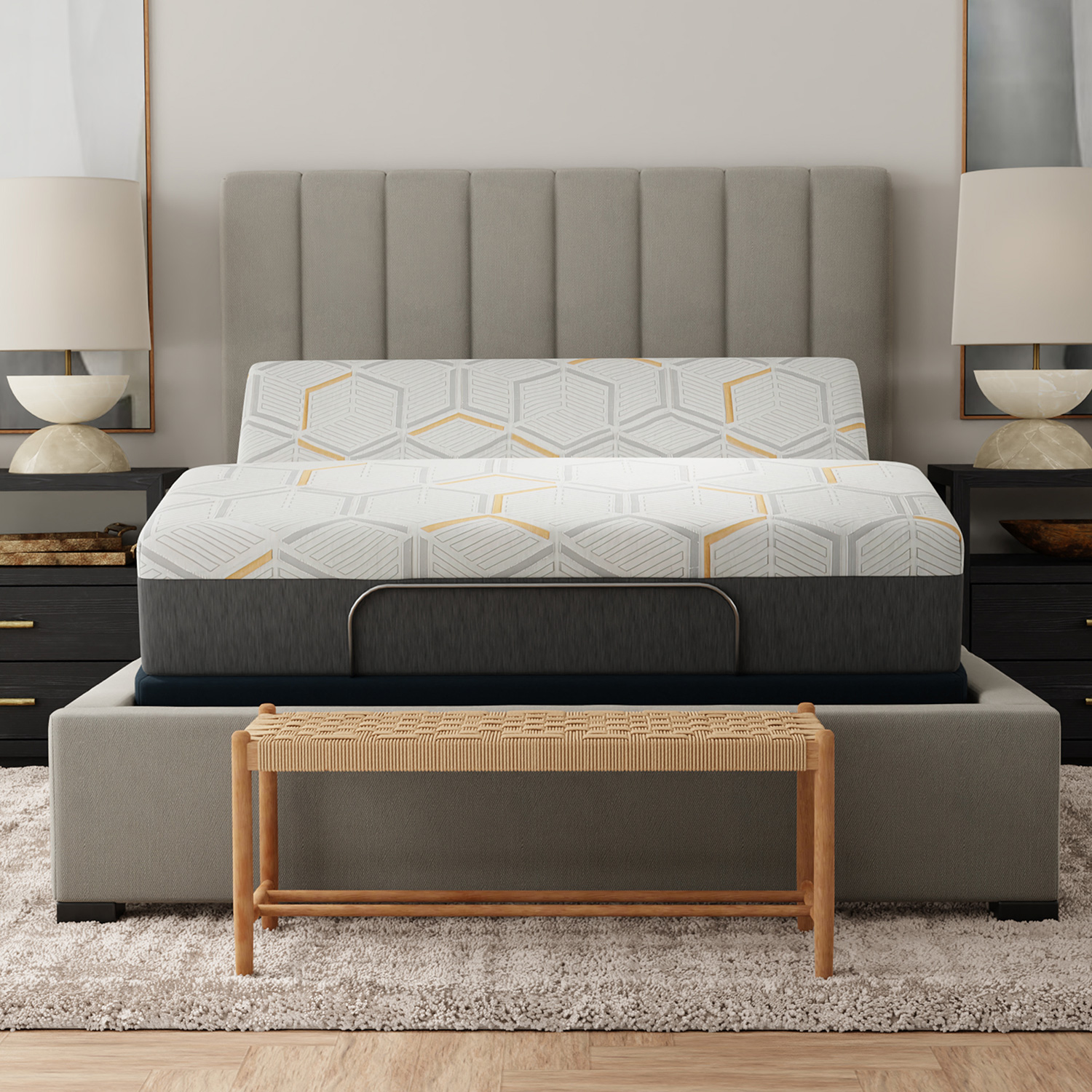 South Bay 12" Medium Copper Gel Infused Full Premium Memory Foam Mattress and Model 3 Adjustable Bed Base