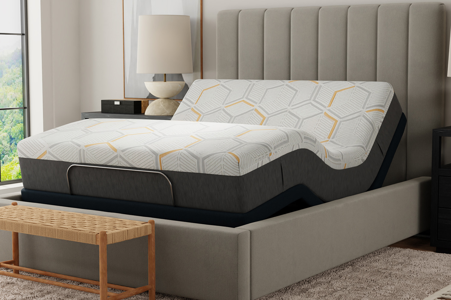 South Bay - 12" Medium Copper Gel Infused Premium Memory Foam Mattress and Model H Adjustable Bed Base