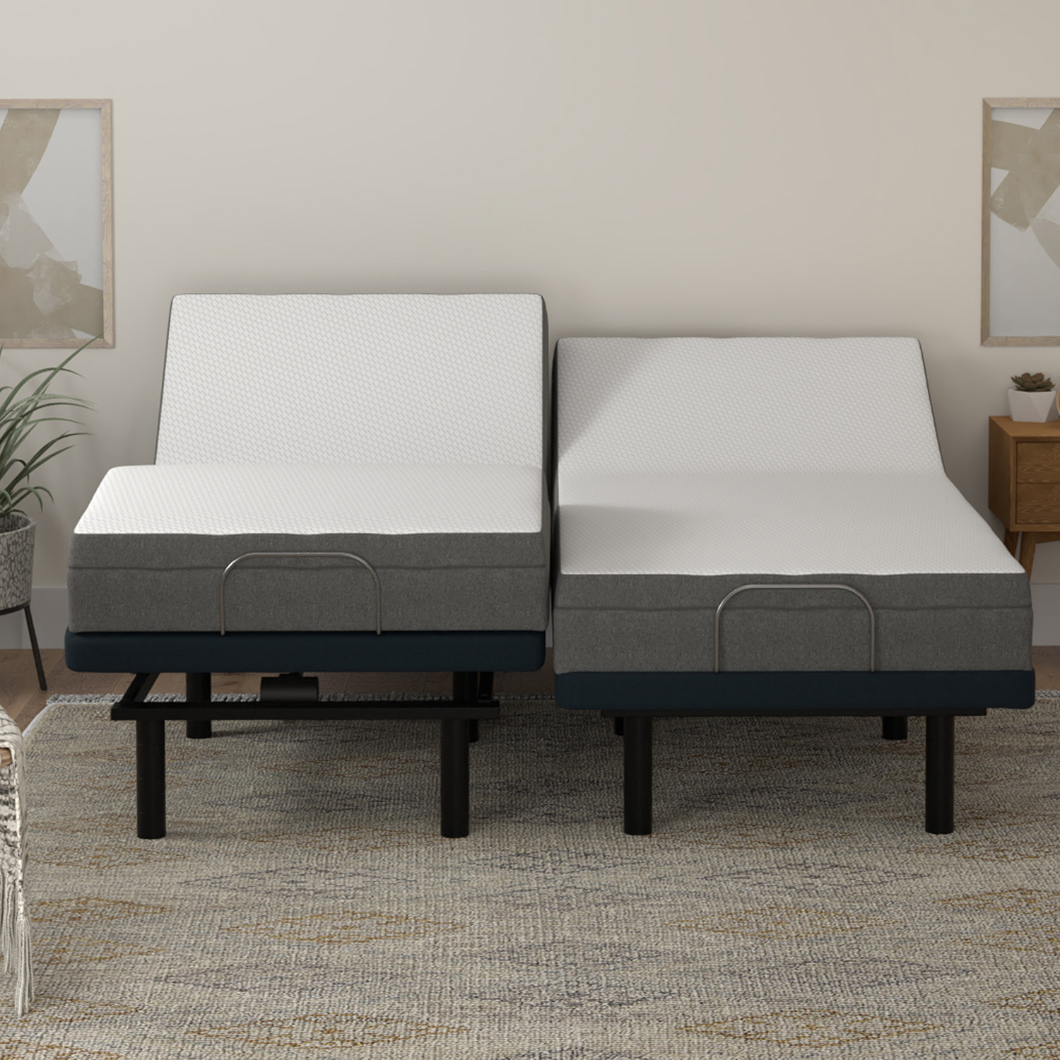 South Bay 8" Firm Gel Infused Cal King Split Memory Foam Mattress and Model H Adjustable Bed Base