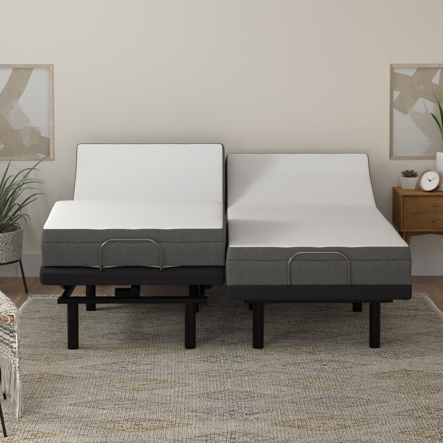 South Bay 8" Firm Gel Infused Cal King Split Memory Foam Mattress and Model T Adjustable Bed Base